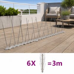 6 Plastic Bird Pigeon Spikes, 3m Coverage - Pest Control