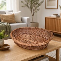 90cm Brown Dog Basket Pet Bed - Willow Material