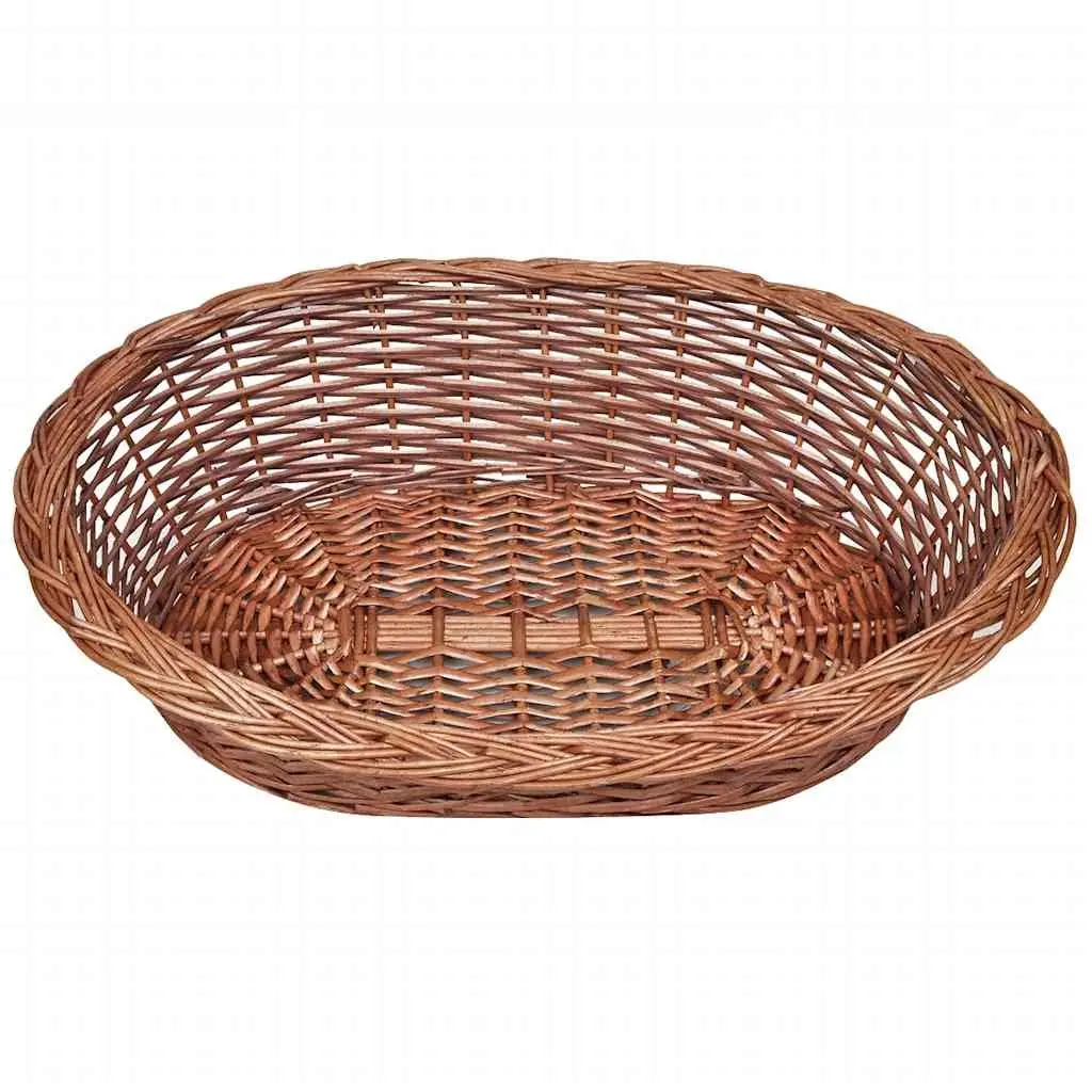 Dog Basket Pet Bed Natural Willow 69cm Brown Indoor Outdoor Garden Kitten Puppy