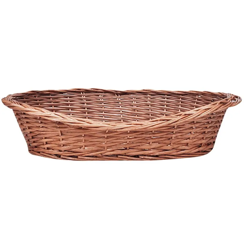 Dog Basket Pet Bed Indoor Outdoor 50cm Brown Willow Woven