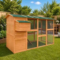 Wooden Chicken Coop Hutch Dimensions 295x163x170cm in Brown