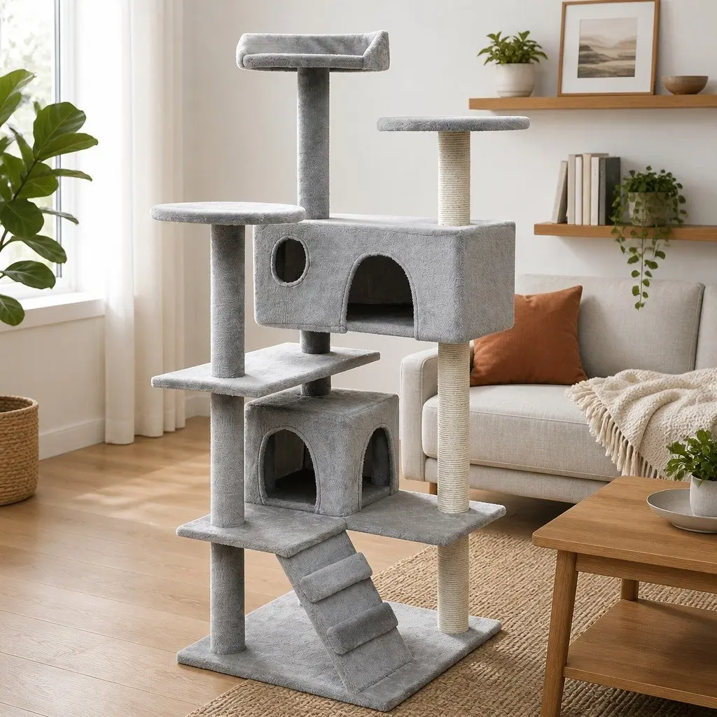 Grey 125cm Cat Tree with Scratching Posts