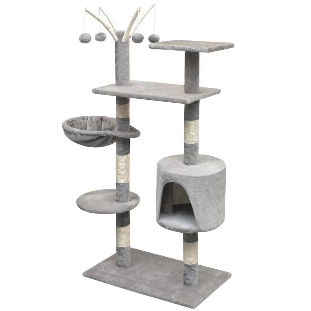 Cat Tree 125cm Grey Multi-Level Play Centre Sisal Scratching Posts Climbing