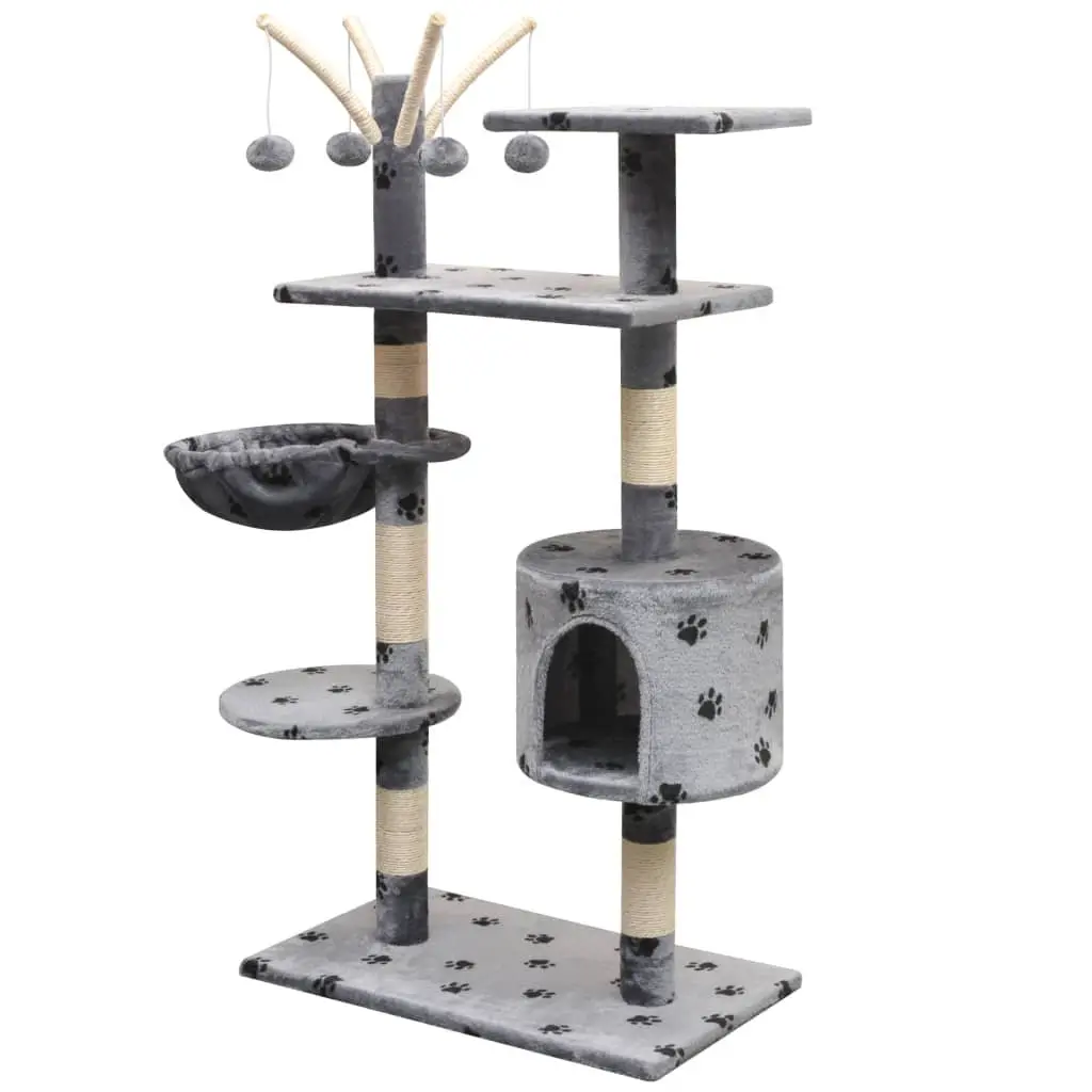 125cm Cat Tree in Grey with Sisal Scratching Posts