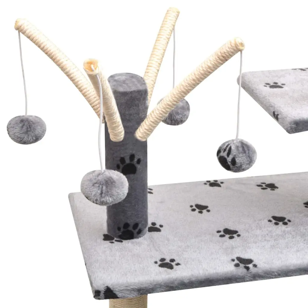 125cm Cat Tree in Grey with Sisal Scratching Posts