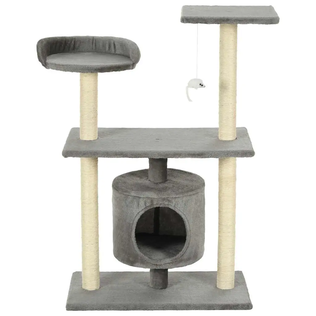 Cat Tree 95cm Grey Scratching Posts Sisal Rope Multi-Level Climbing Play Centre
