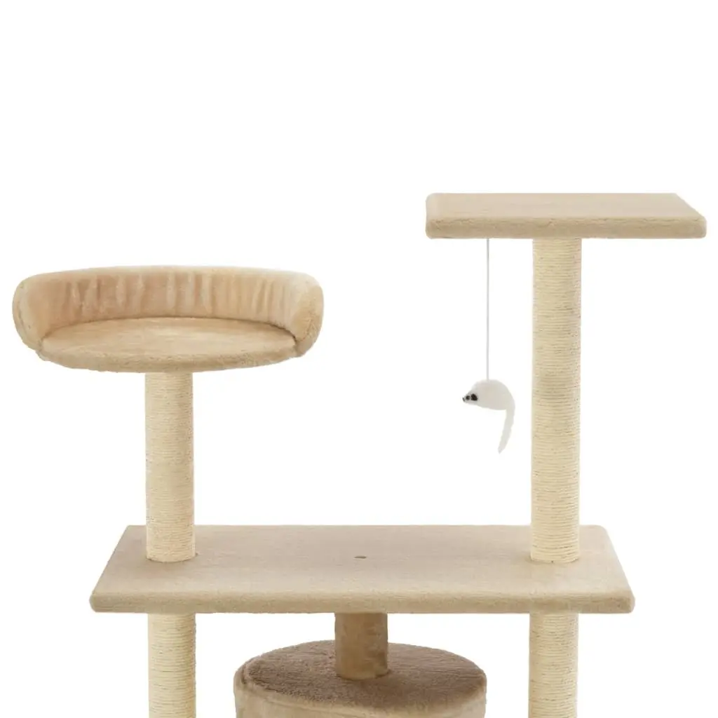 95cm Beige Cat Tree with Sisal Posts and Plush Frame