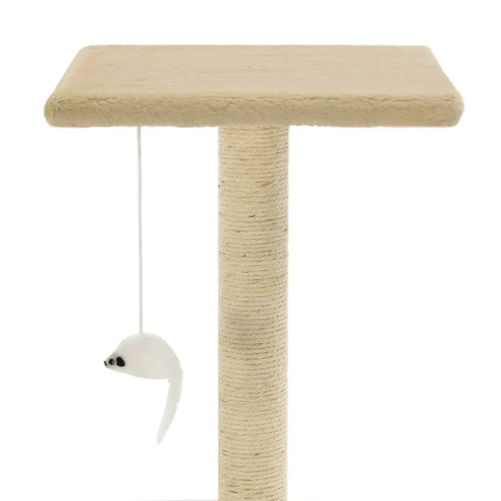 95cm Beige Cat Tree with Sisal Posts and Plush Frame