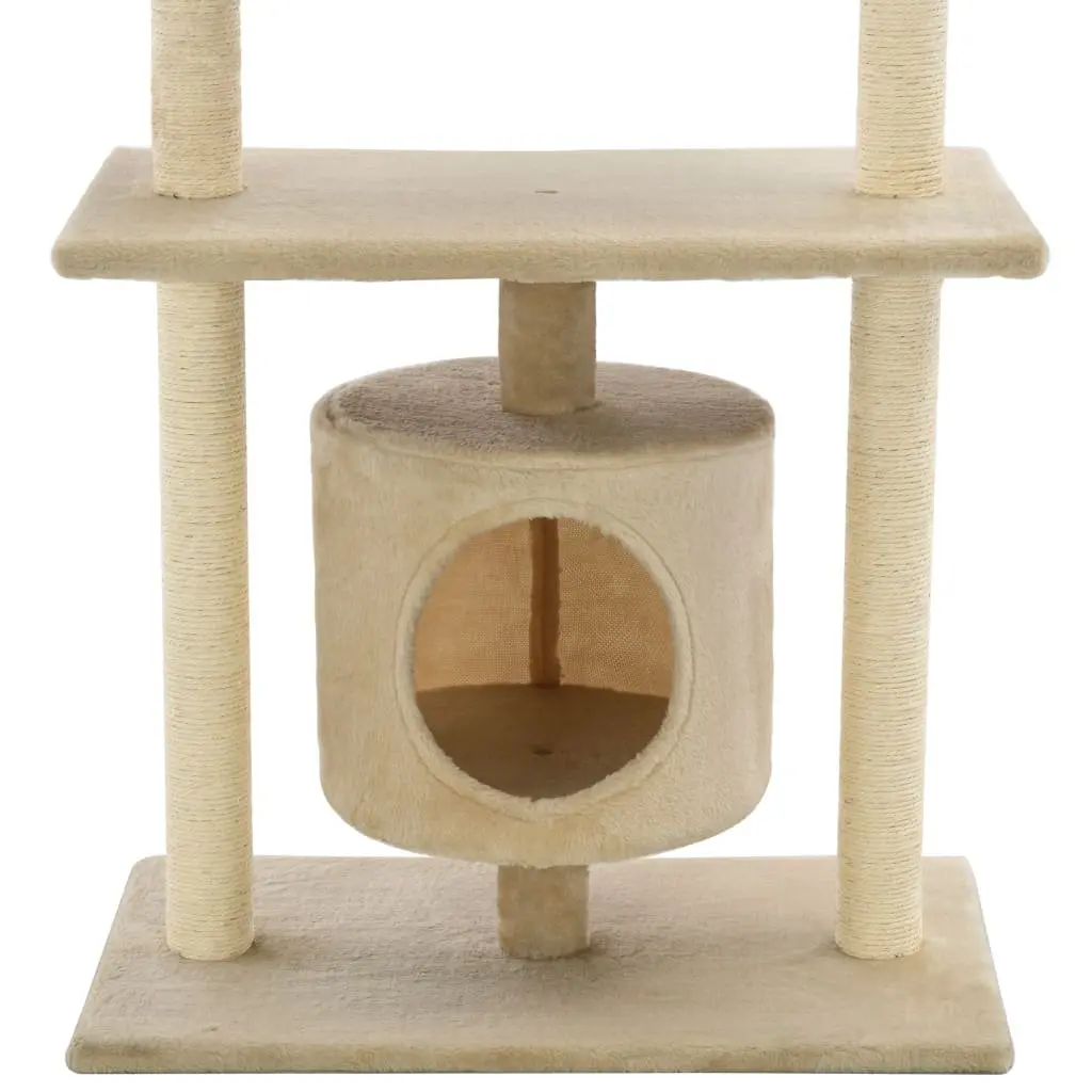 95cm Beige Cat Tree with Sisal Posts and Plush Frame