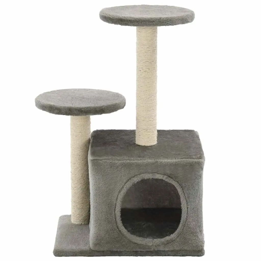 60cm Grey Cat Tree with Sisal Scratching Posts and Plush Covering