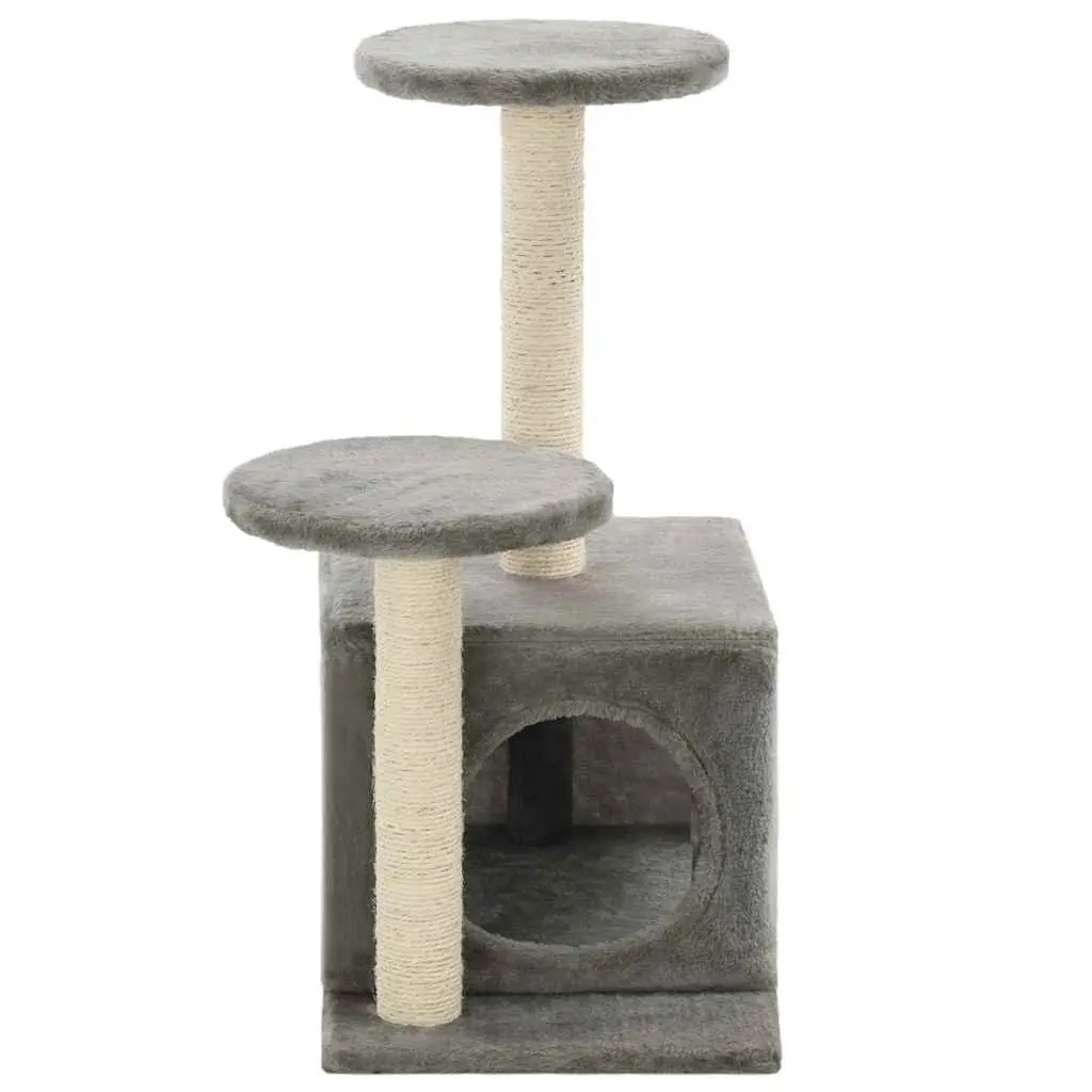 60cm Grey Cat Tree with Sisal Scratching Posts and Plush Covering