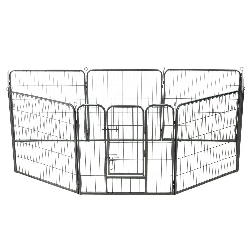 Dog Playpen Indoor Outdoor 80x80cm 8 Panels Steel Enclosure