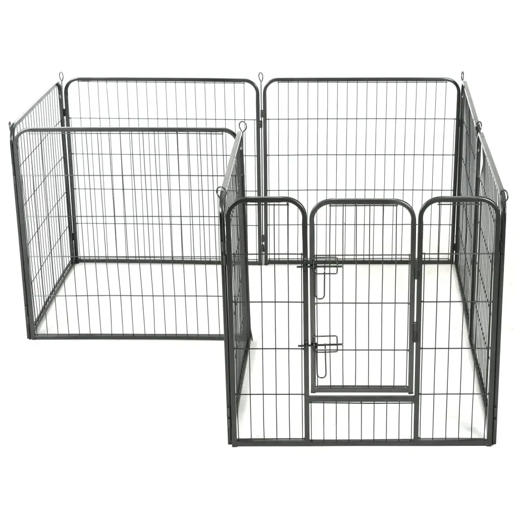 Dog Playpen Indoor Outdoor 80x80cm 8 Panels Steel Enclosure