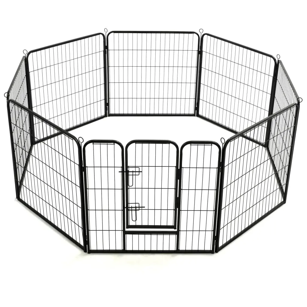 Dog Playpen Indoor Outdoor 80x80cm 8 Panels Steel Enclosure