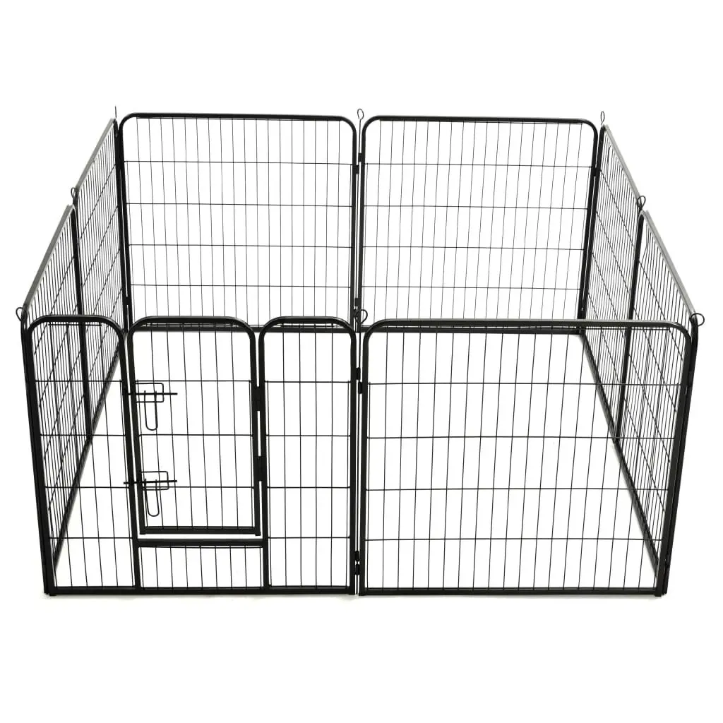 Dog Playpen Indoor Outdoor 80x80cm 8 Panels Steel Enclosure