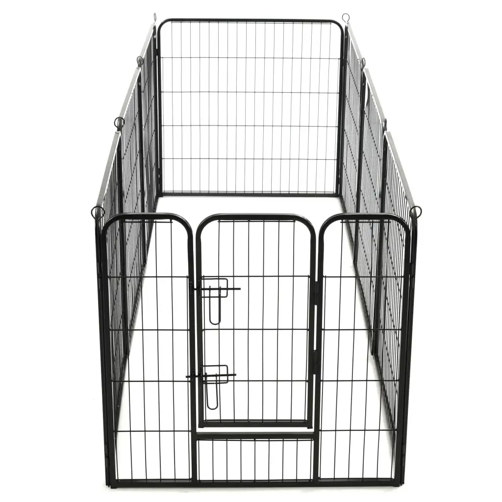 Dog Playpen Indoor Outdoor 80x80cm 8 Panels Steel Enclosure
