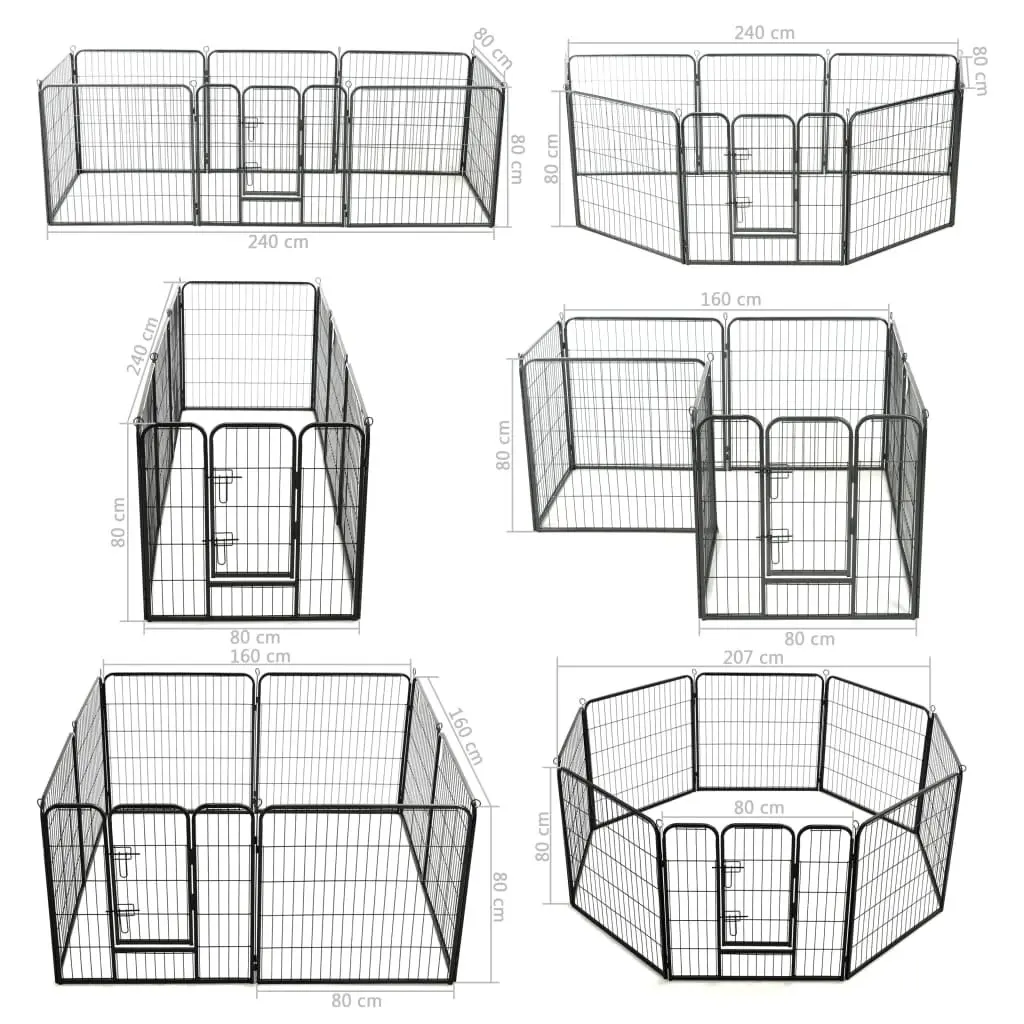 Dog Playpen Indoor Outdoor 80x80cm 8 Panels Steel Enclosure