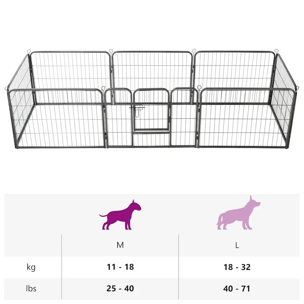 Dog Playpen 8 Panels Steel Enclosure 80x60cm Outdoor Indoor Exercise Training
