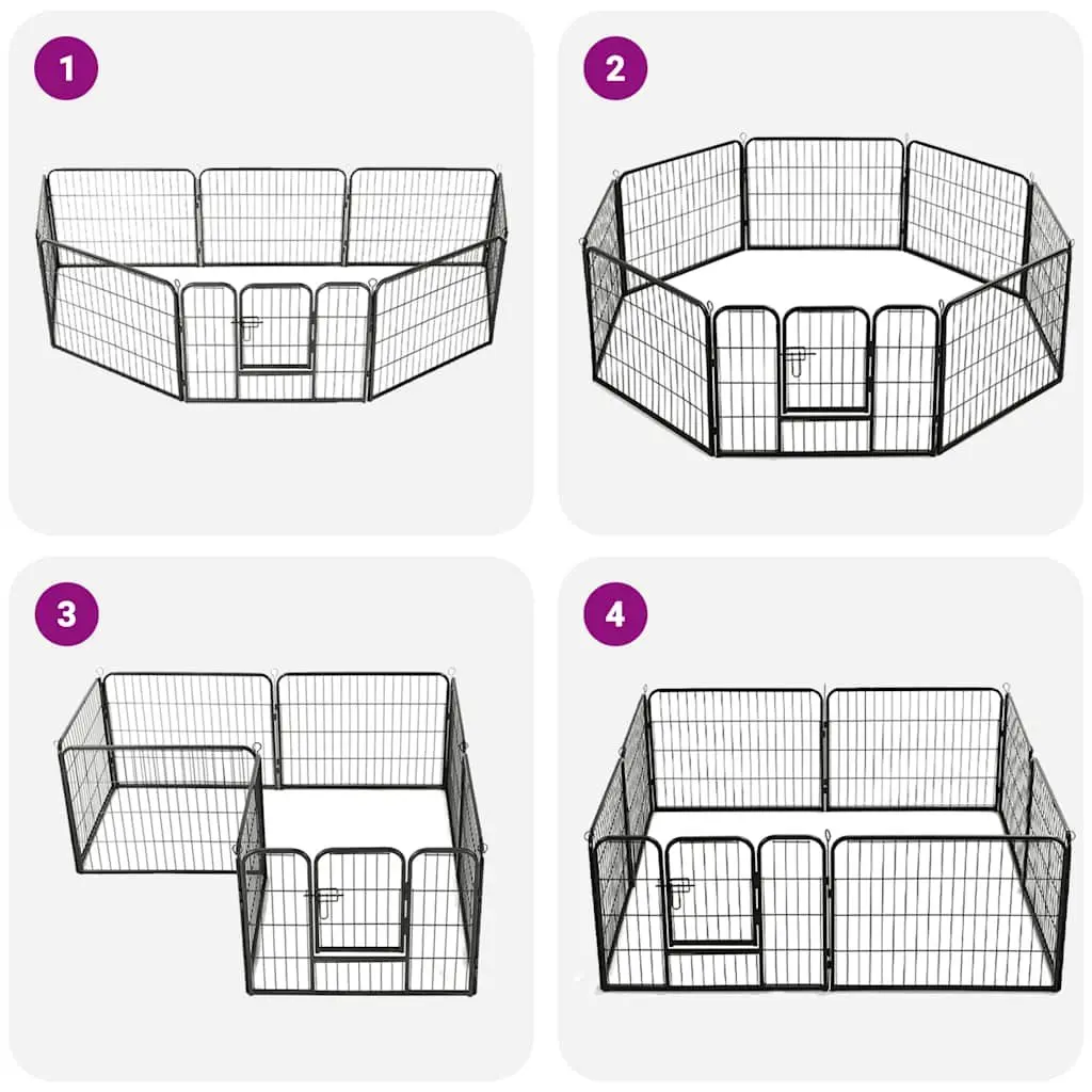 Dog Playpen 8 Panels Steel Enclosure 80x60cm Outdoor Indoor Exercise Training
