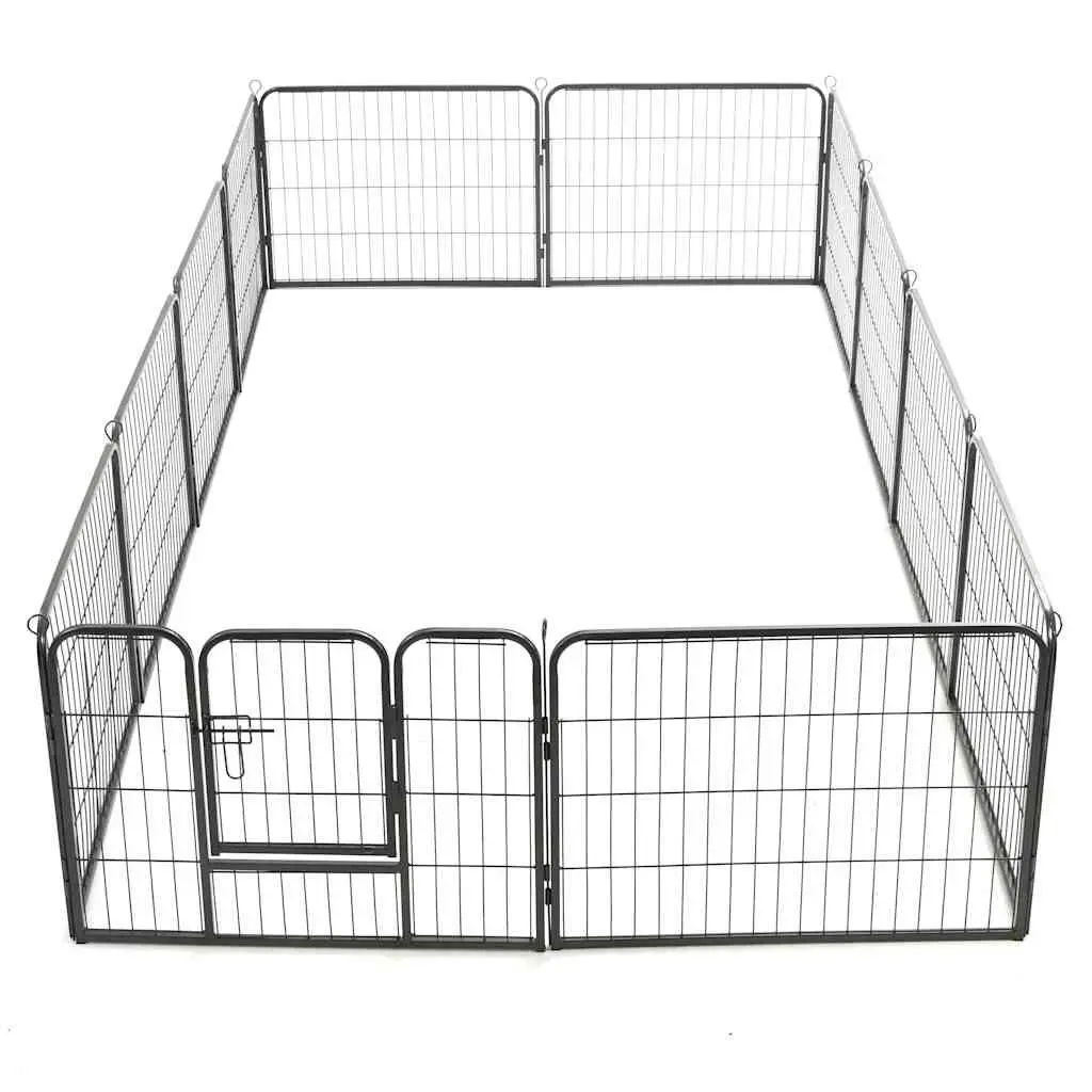 Dog Playpen 12 Panels Steel 80x60 cm