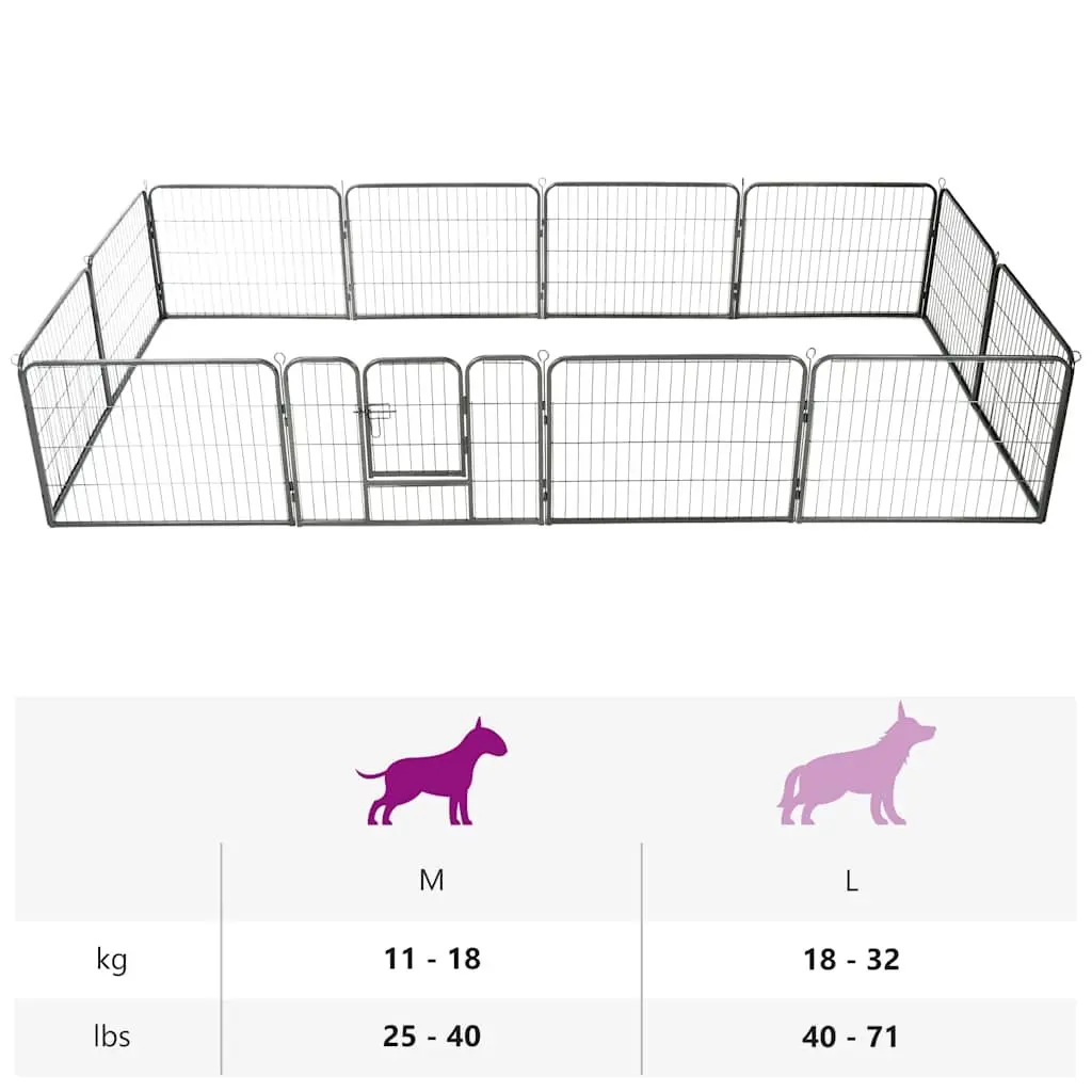 Dog Playpen 12 Panels Steel 80x60 cm