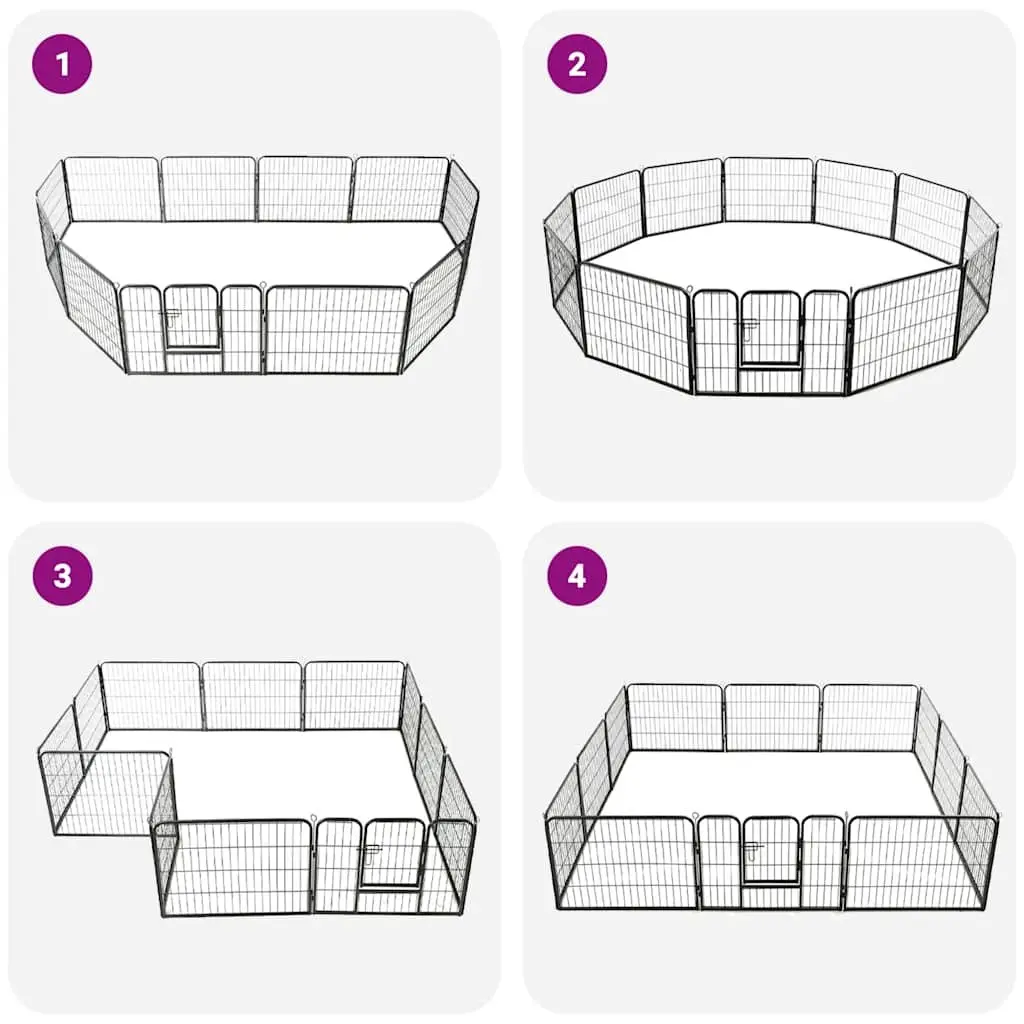 Dog Playpen 12 Panels Steel 80x60 cm