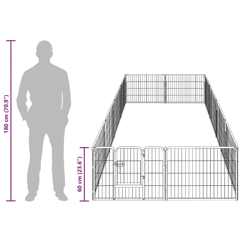 Dog Playpen 12 Panels Steel 80x60 cm