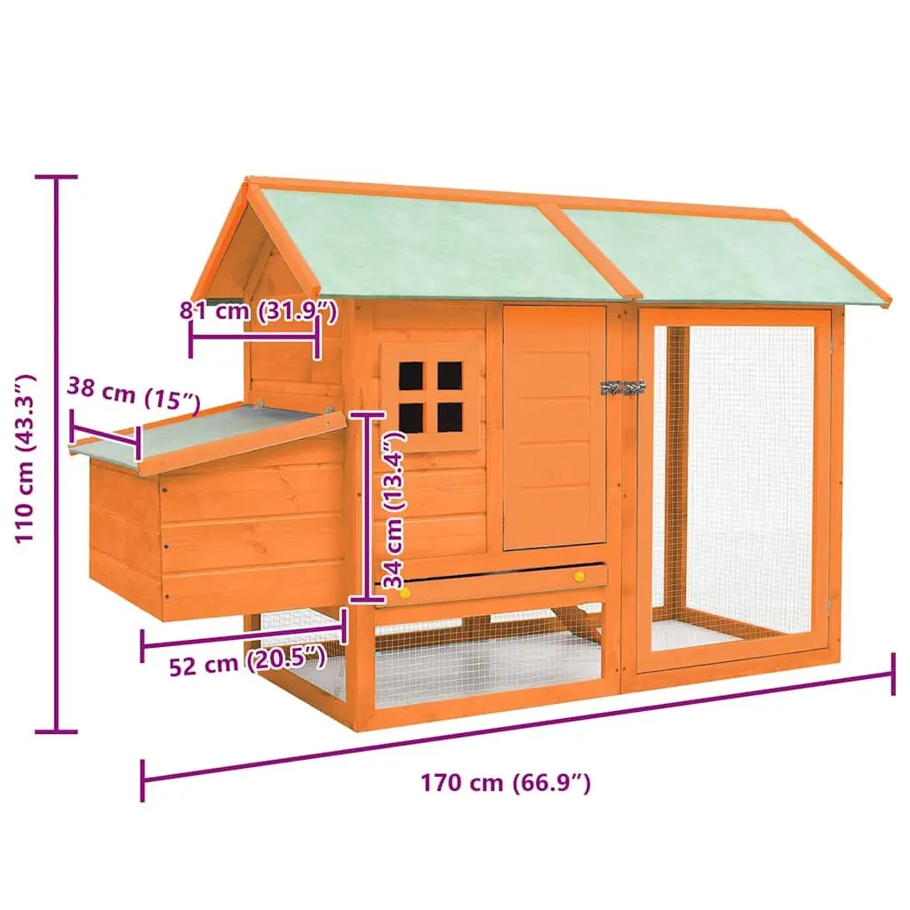 Chicken Cage Coop Hutch for Backyard Use 170x81x110 cm