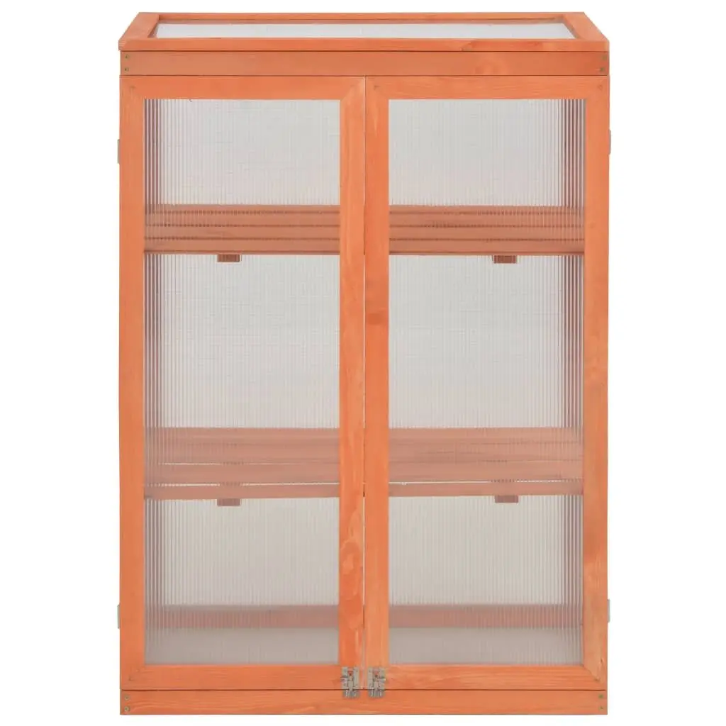 Wooden Garden Greenhouse for Hobby Gardening 75x47x109cm Brown with PC Board and 2 Shelves