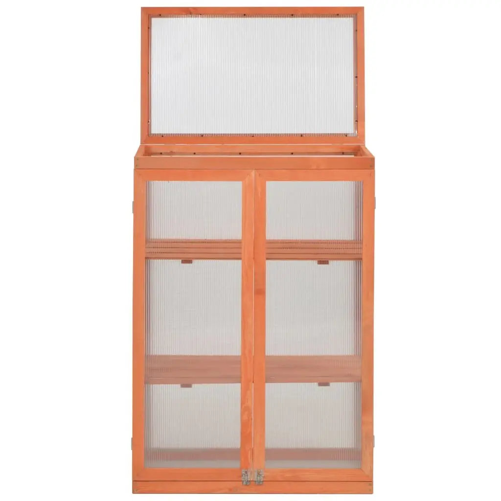 Wooden Garden Greenhouse for Hobby Gardening 75x47x109cm Brown with PC Board and 2 Shelves