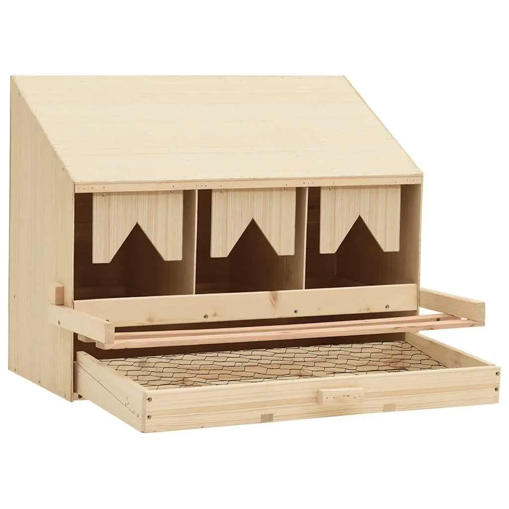 Chicken Laying Nest Box 3 Compartments Poultry Egg Collection Nesting Coop