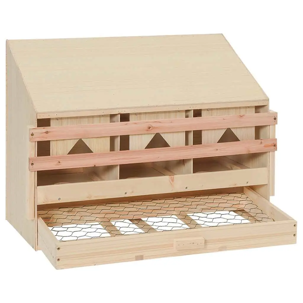 Chicken Laying Nest Box 3 Compartments Poultry Egg Collection Nesting Coop