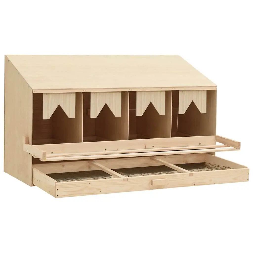 Chicken Laying Nest 4 Compartments Wooden Poultry Nesting Box Egg Collection