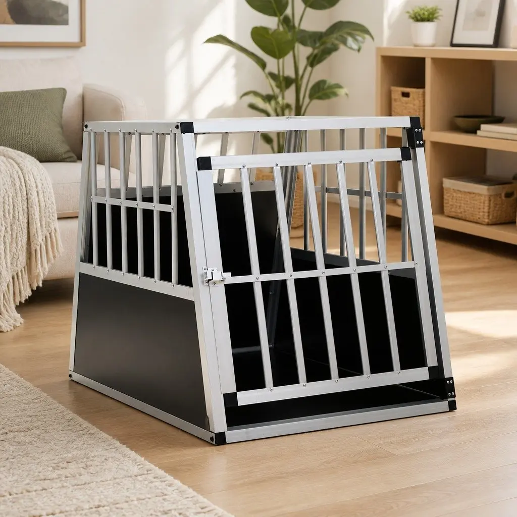 Dog Cage Portable for Car Travel Single Door 65x91x69.5 cm Lightweight Easy Access