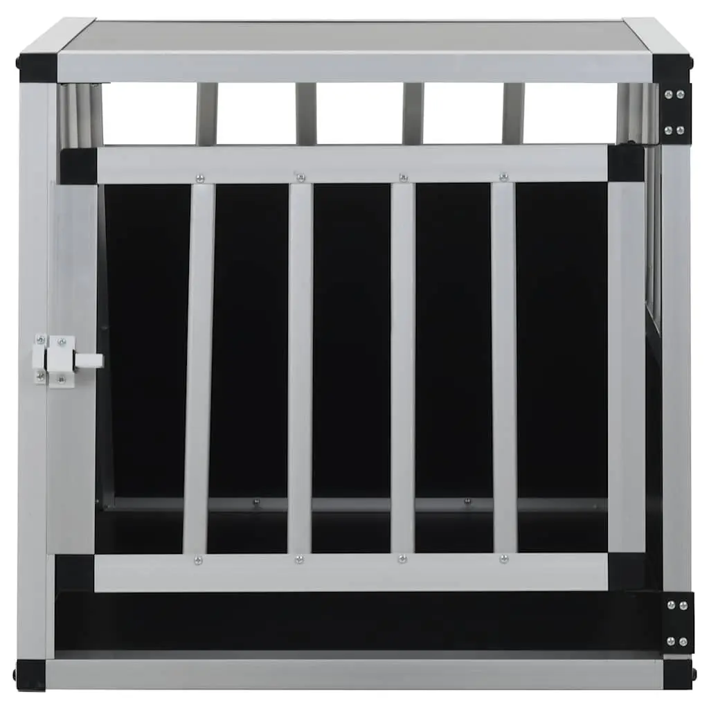 Portable Dog Cage for Car Travel Single Door Silver 54x69x50cm