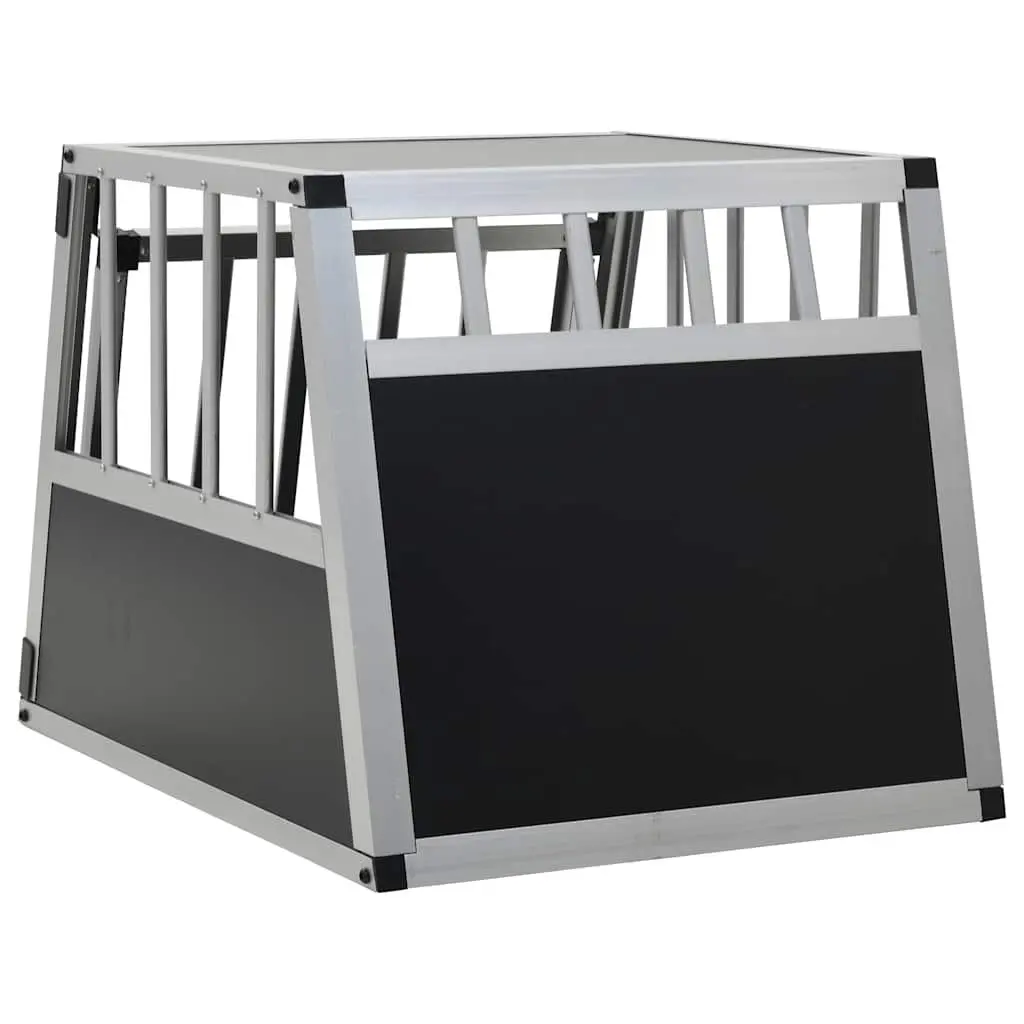 Portable Dog Cage for Car Travel Single Door Silver 54x69x50cm