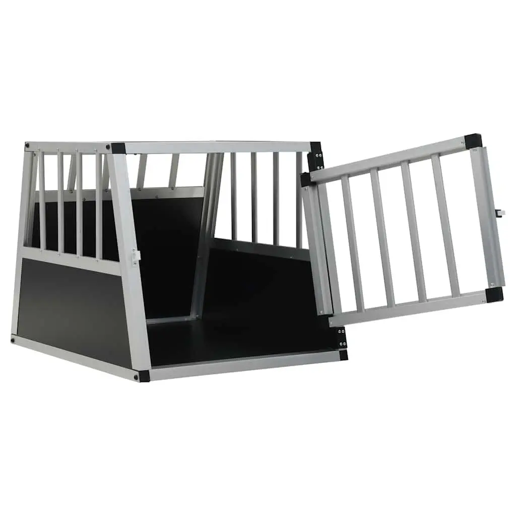 Portable Dog Cage for Car Travel Single Door Silver 54x69x50cm