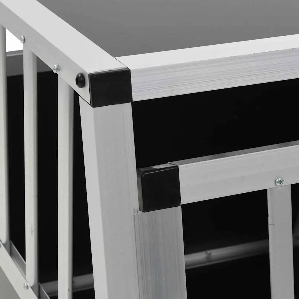 Portable Dog Cage for Car Travel Single Door Silver 54x69x50cm