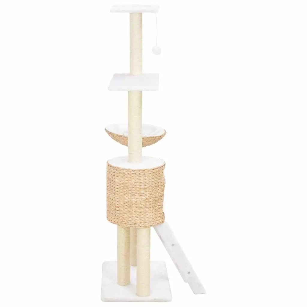 Cat Tree with Sisal Scratching Post Seagrass Perch House Platform Brown