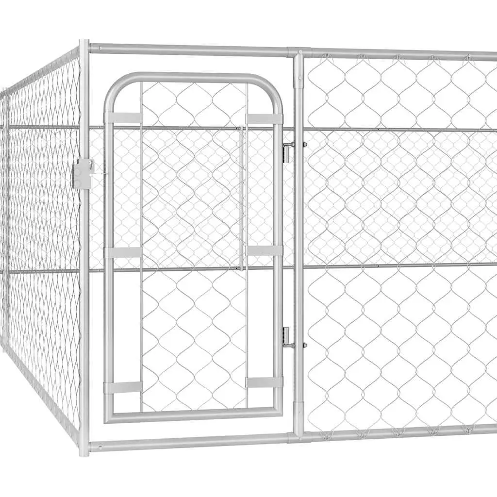 Dog Kennel Playpen Outdoor 6x6x1m Chain-Link Mesh Lockable Door