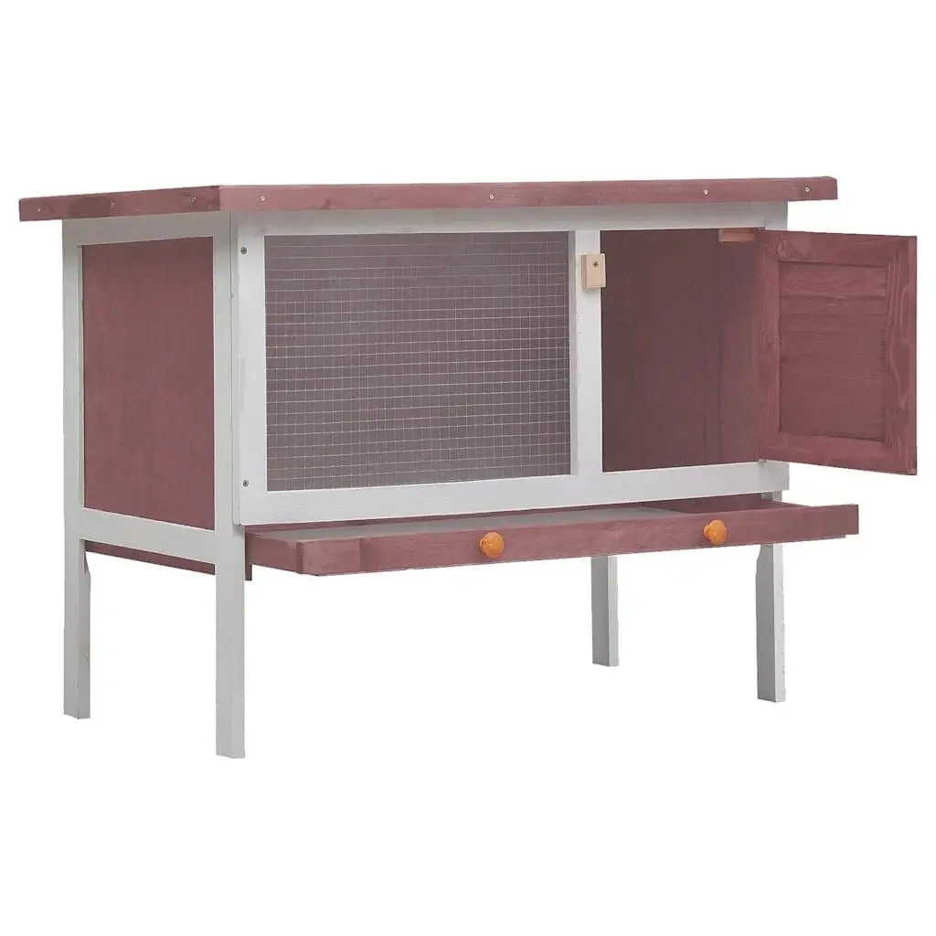 Outdoor Rabbit Hutch Large Brown Wood Cage for Small Animals