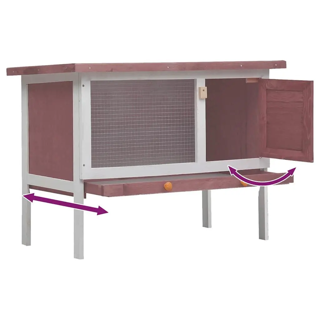 Outdoor Rabbit Hutch Large Brown Wood Cage for Small Animals