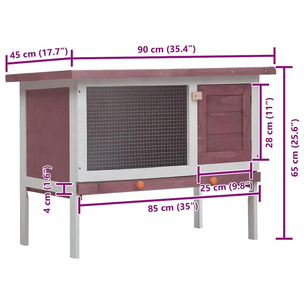 Outdoor Rabbit Hutch Large Brown Wood Cage for Small Animals