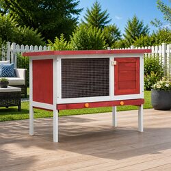 Red Wood Outdoor Rabbit Hutch Specifications and Features