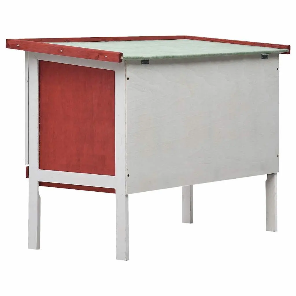 Outdoor Rabbit Hutch Small Animal Enclosure Red Wood Single Layer