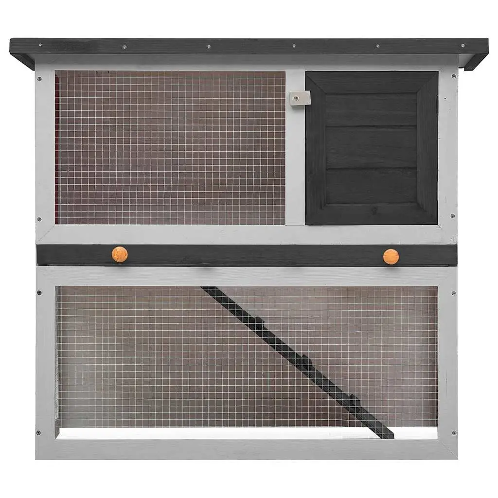 Rabbit Hutch Outdoor Small Animal Cage Wood Grey Enclosure Run Exercise Shelter