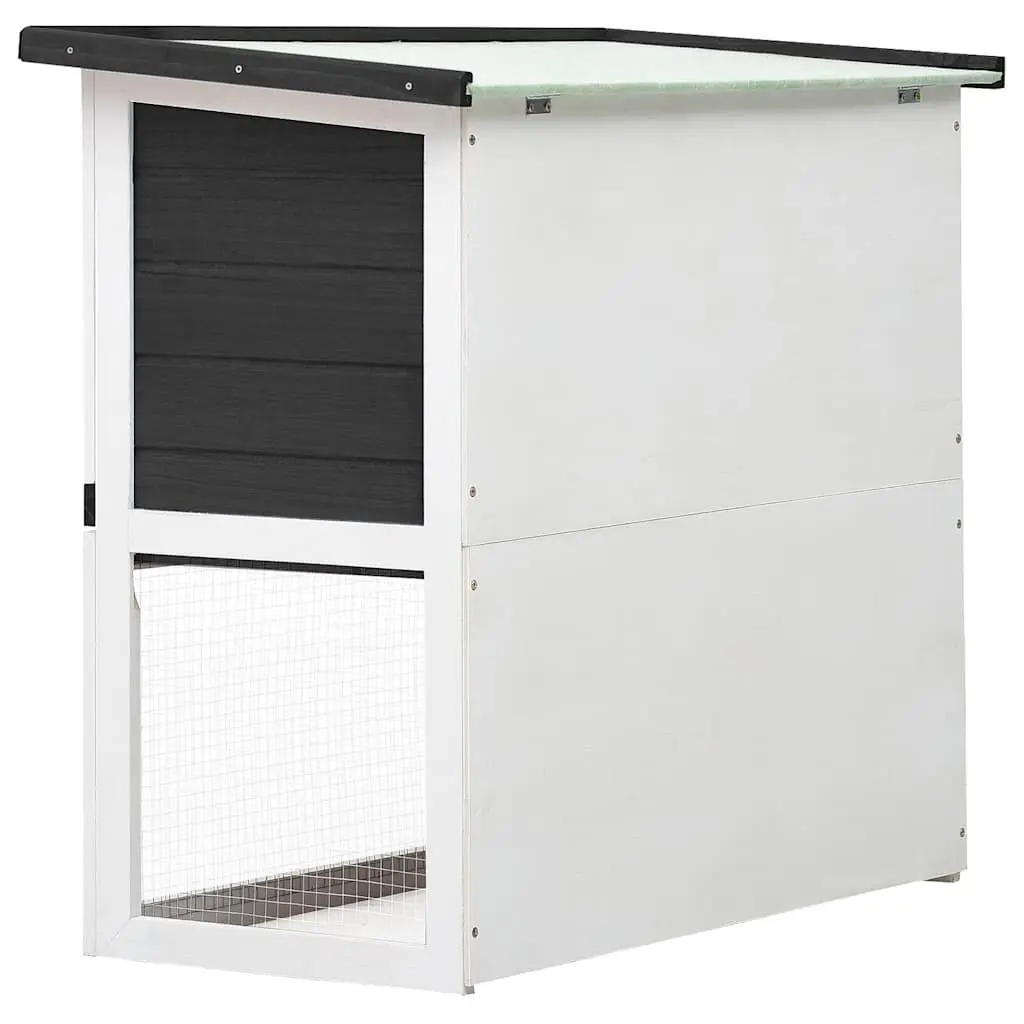 Rabbit Hutch Outdoor Small Animal Cage Wood Grey Enclosure Run Exercise Shelter