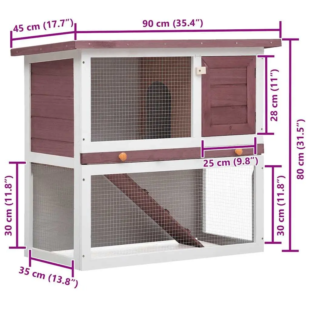 Outdoor Rabbit Hutch with Ramp Run Cage Small Animal Enclosure Wood Brown