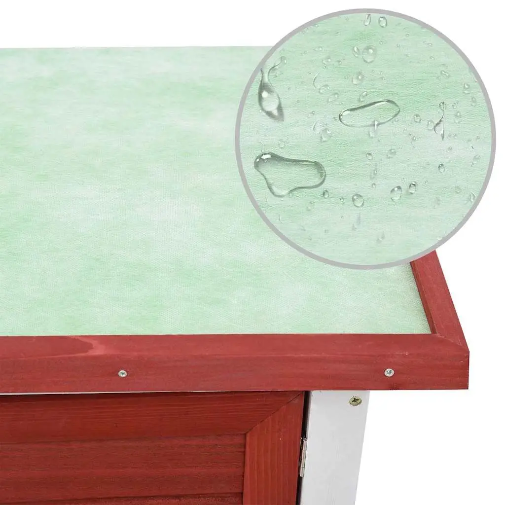 Wood Rabbit Hutch Outdoor Cage Small Animal Enclosure with Ramp Red