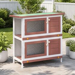 Two-Layer Rabbit Hutch: 4 Doors, Wooden Structure